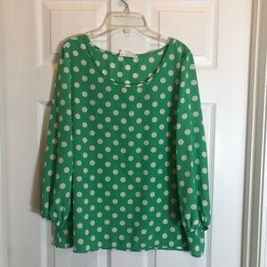 Peach Love California Polka Dot Pullover Long/3/4 Sleeve Blouse. Size Medium